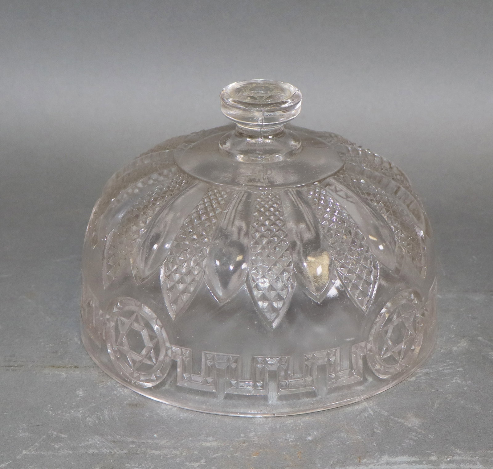 French glass cloche etched with diamond pattern and star of David (1 of 5)
