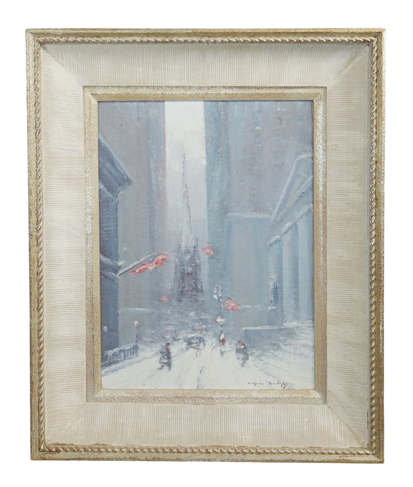 Johann Berthelsen ( 1883-1972) Oil on board painting Wall Street (1 of 6)