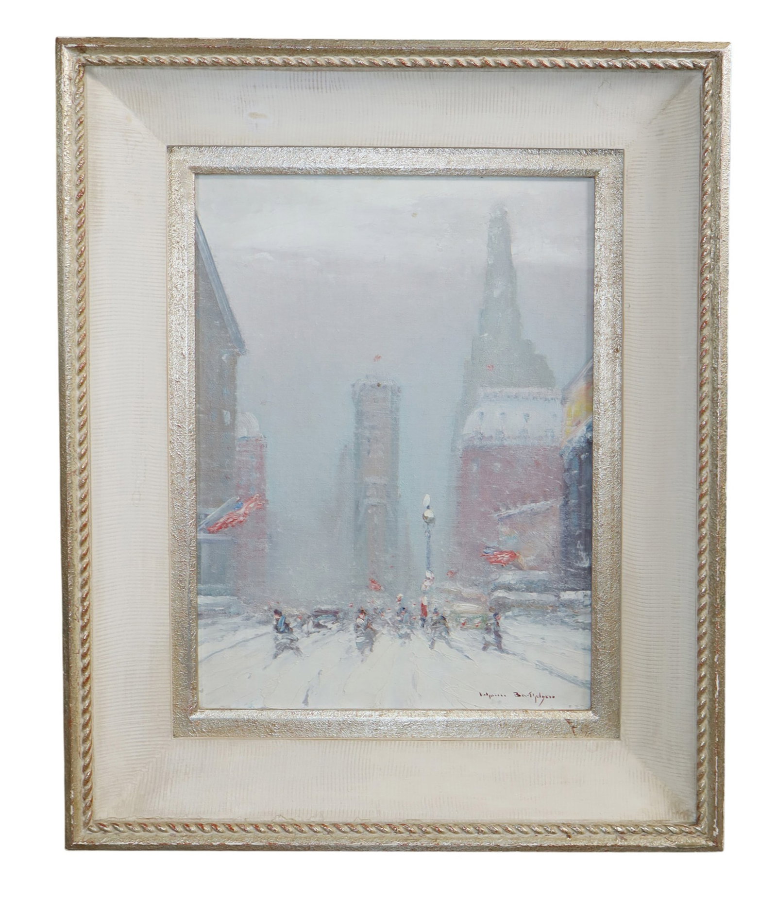 Johann Berthelsen ( 1883-1972) Oil on board painting Times Square (1 of 6)