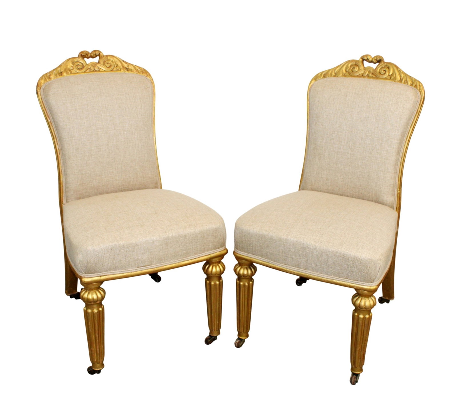 Pair of French Louis XVI style giltwood chairs (1 of 7)