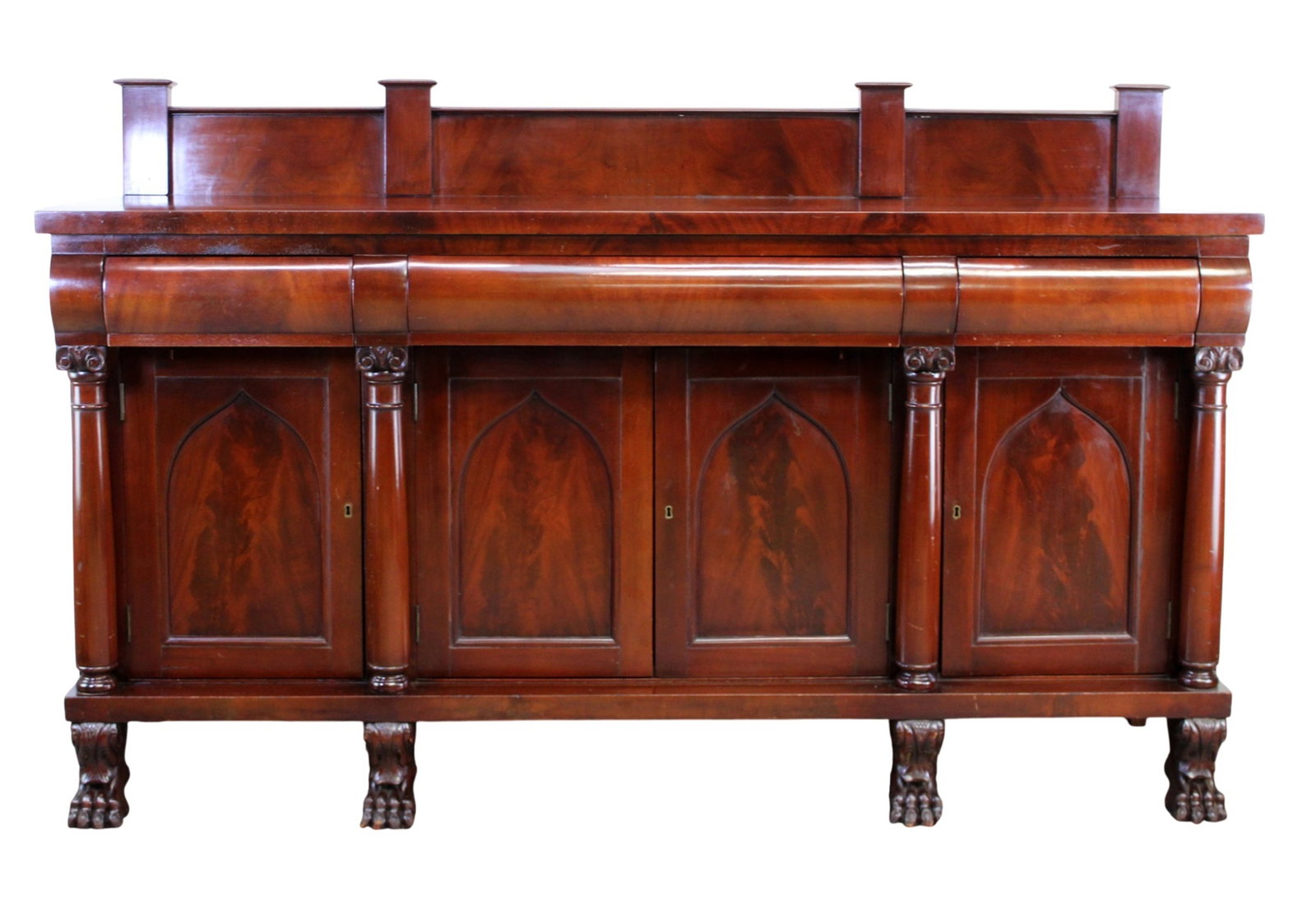 American Empire mahogany sideboard on paw feet (1 of 8)