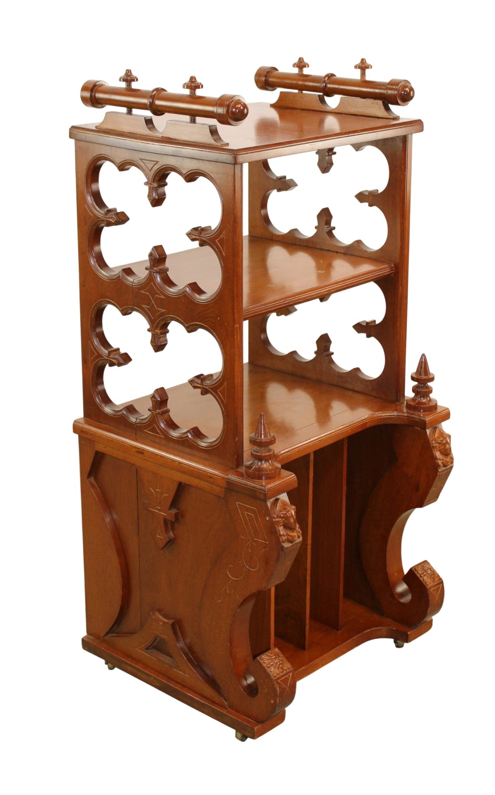 American Aesthetic Movement carved walnut music cabinet (1 of 8)