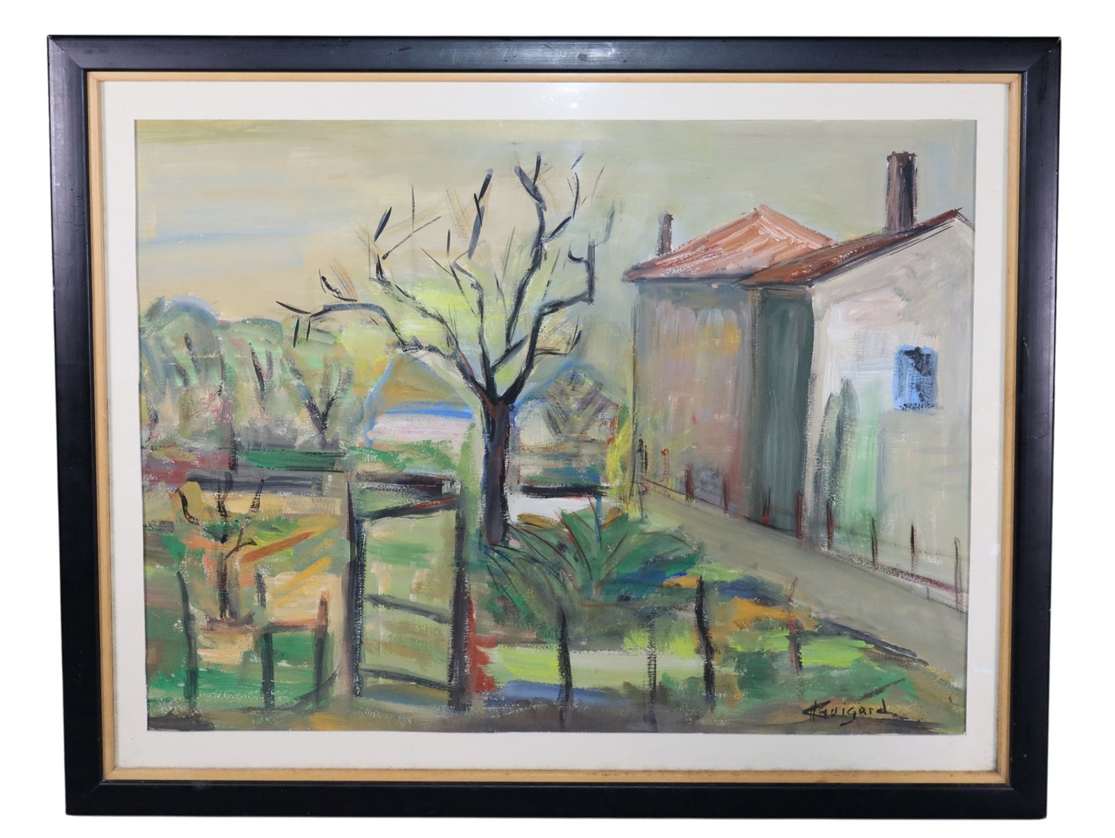 French Charles Guigard oil on canvas painting landscape scene (1 of 6)