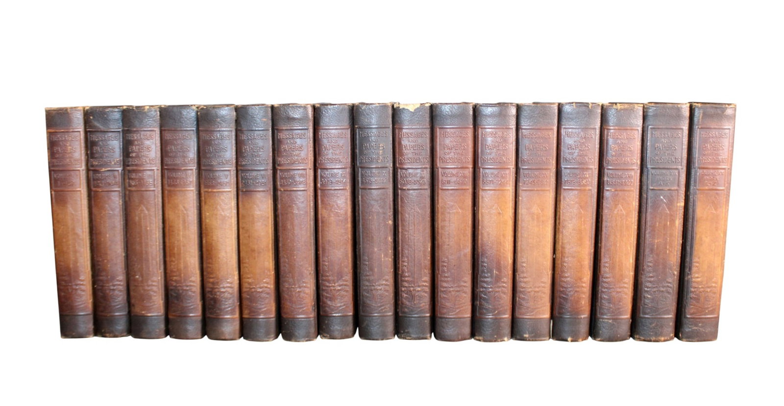 17 volume tooled leather books of Messages and Papers of the Presidents (1 of 10)