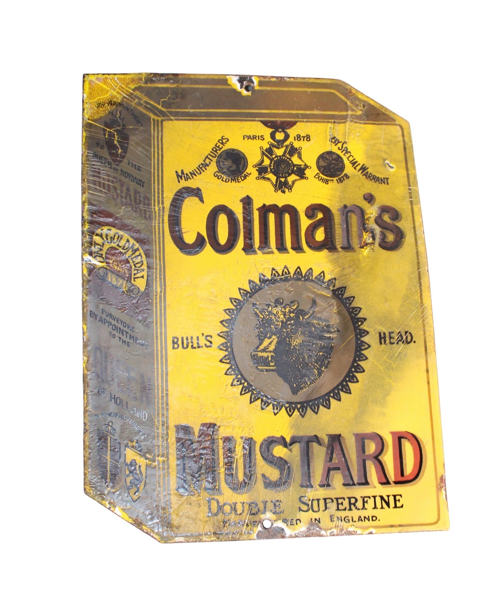 English porcelain over iron Colman's mustard sign (1 of 4)