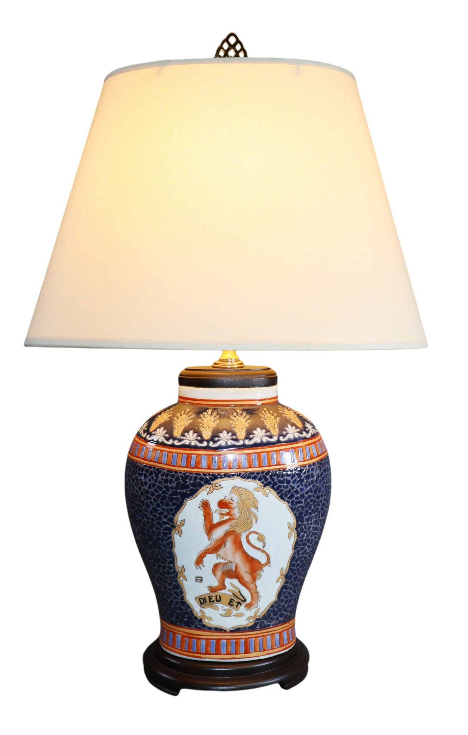 Painted porcelain lamp with lion (1 of 8)