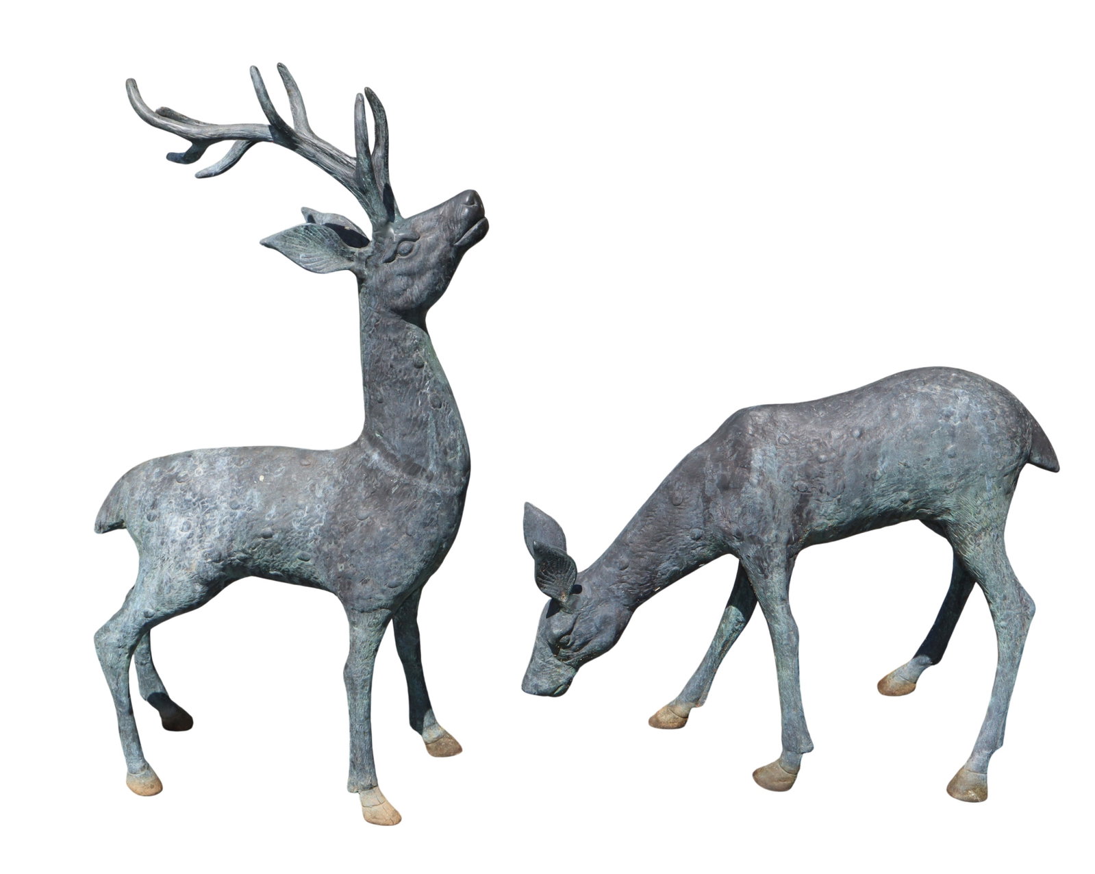 Pair of bronze deer garden sculptures (1 of 8)