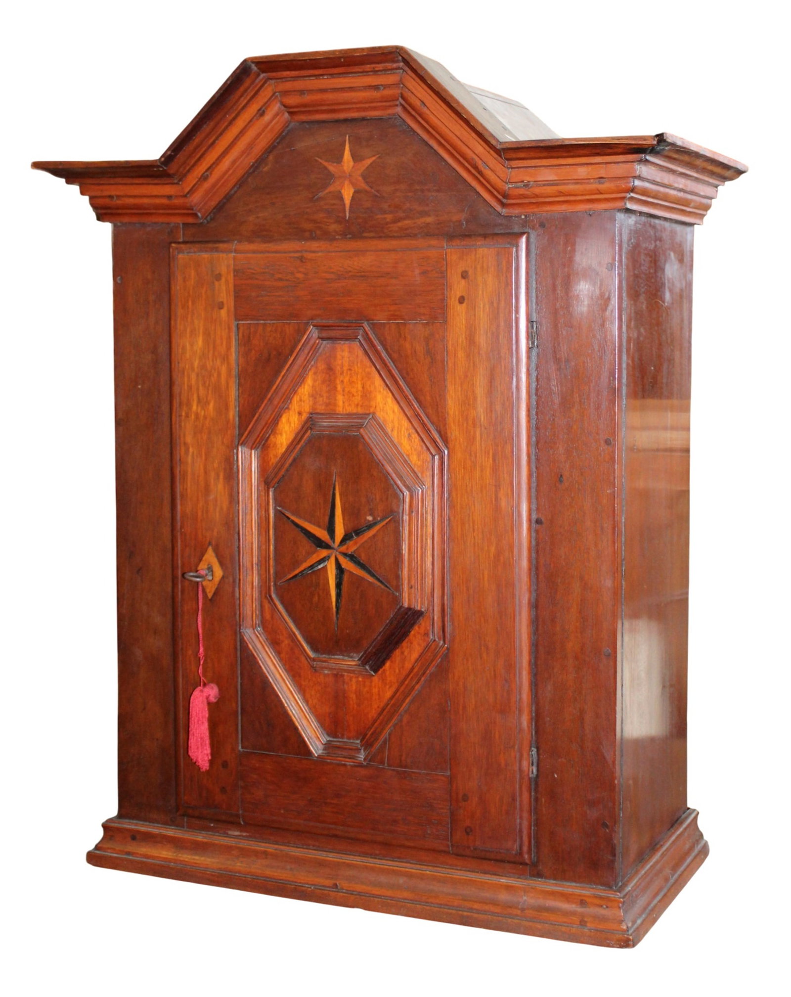 French wall cabinet with an inlaid marquetry star (1 of 12)