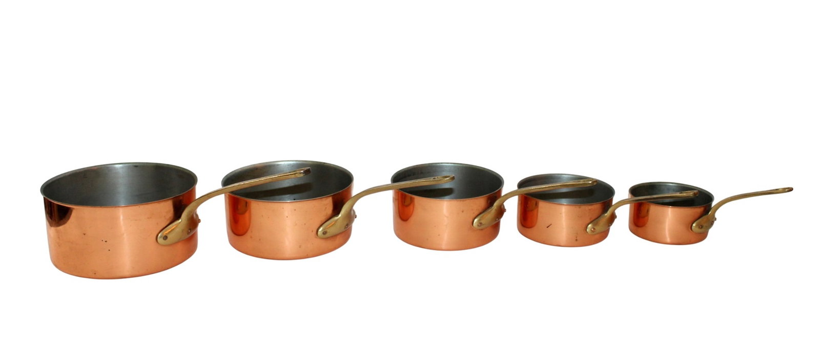 Set of 5 French polished coper pots (1 of 6)