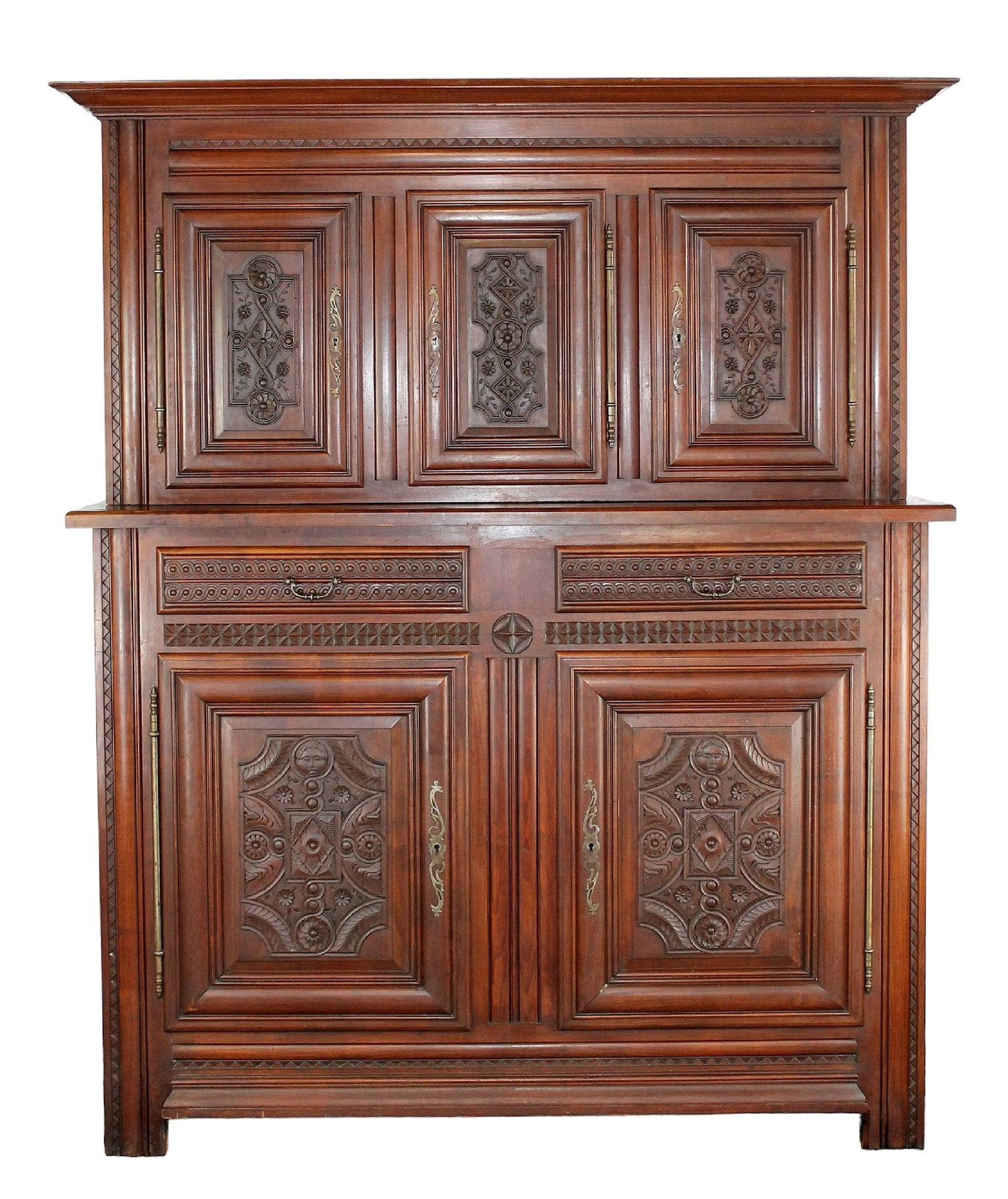 French relief carved buffet in walnut with 5 doors (1 of 7)