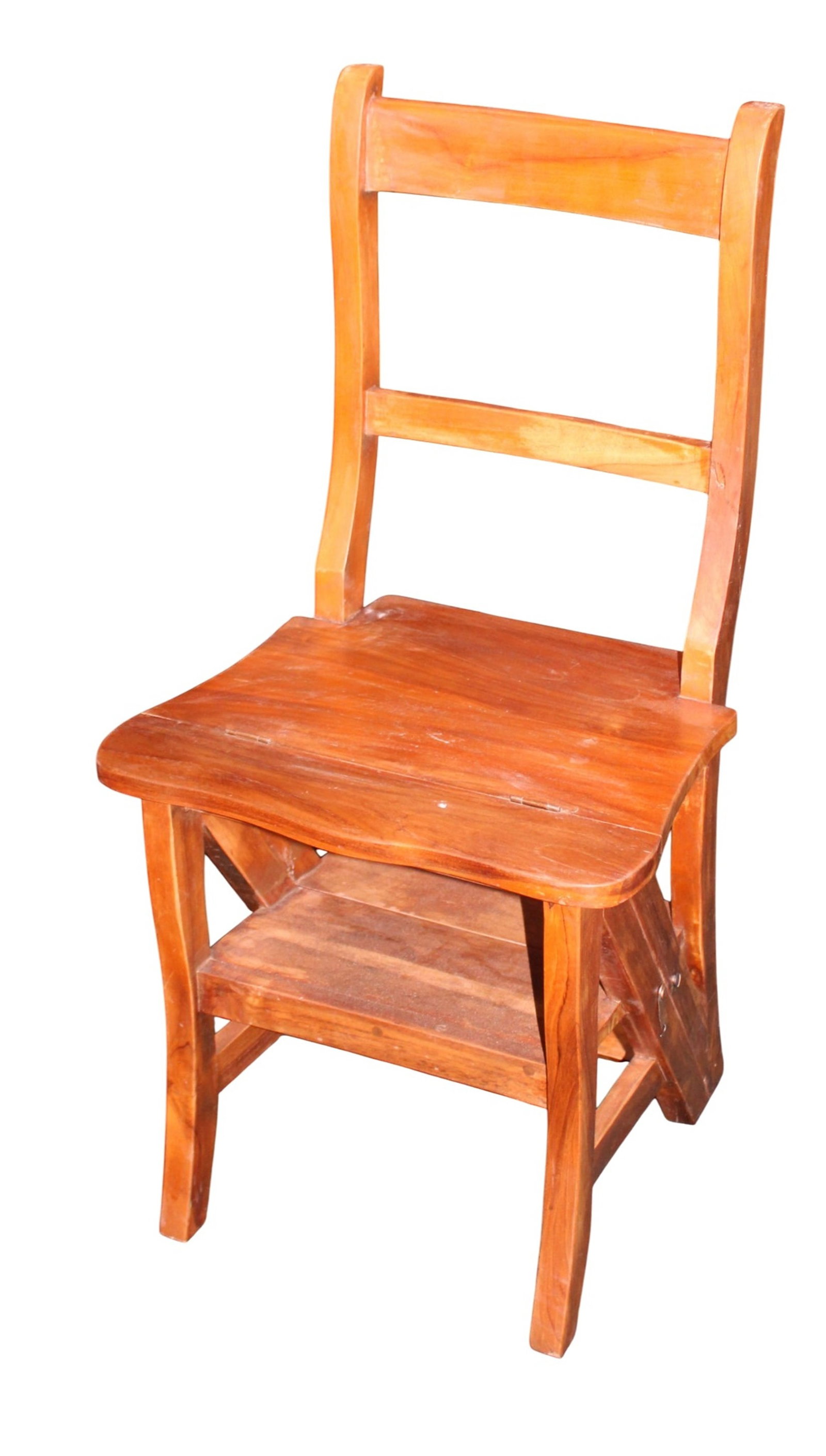 French folding library ladder chair: French folding library ladder chair. As chair 35 3/4"h x 17 1/2"w x 15 1/3"d Seat: 17 1/2"h As ladder: 36 1/2"h x 17 1/2"w