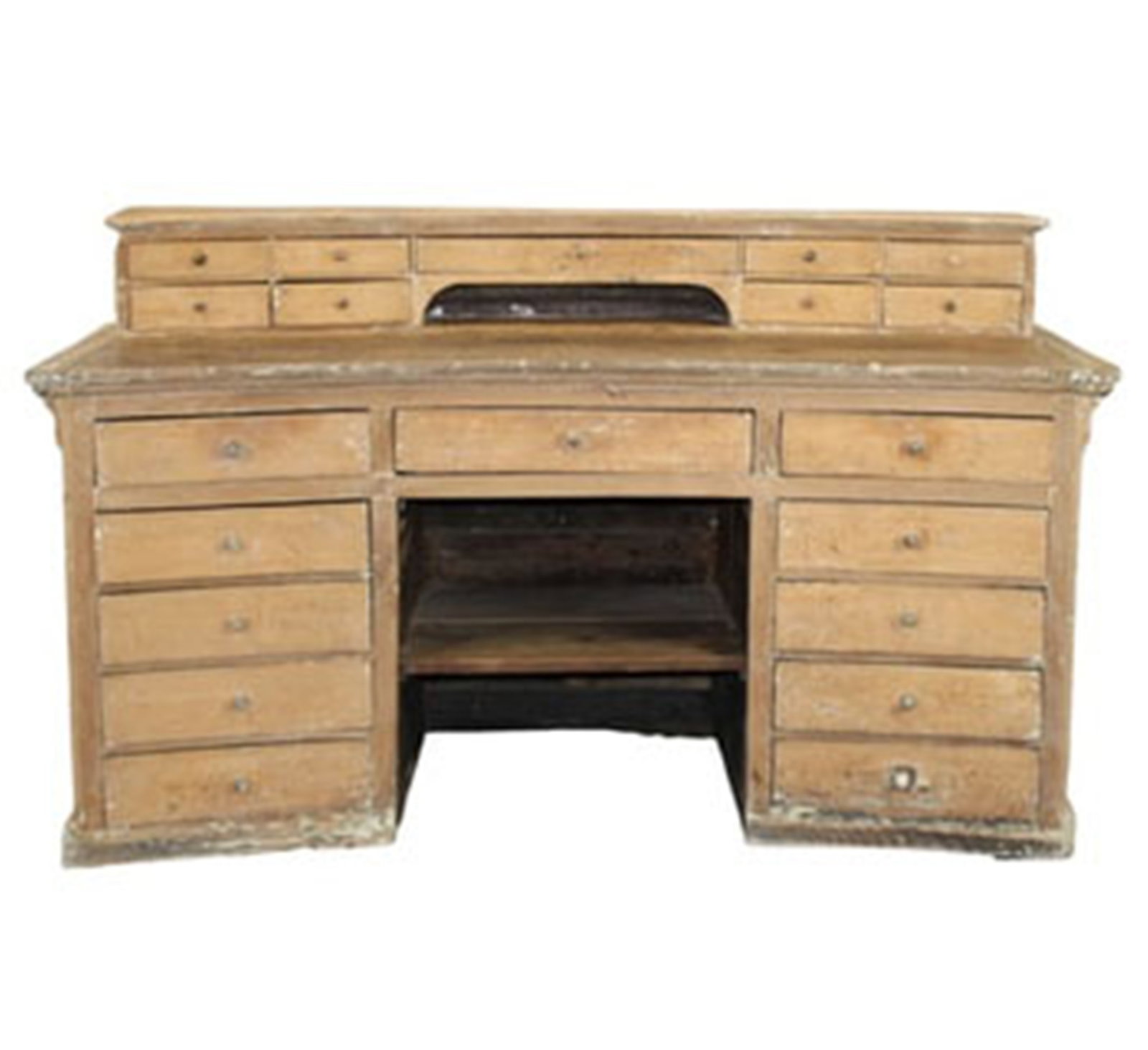 French curved haberdashery shop counter in elm & beech (1 of 10)