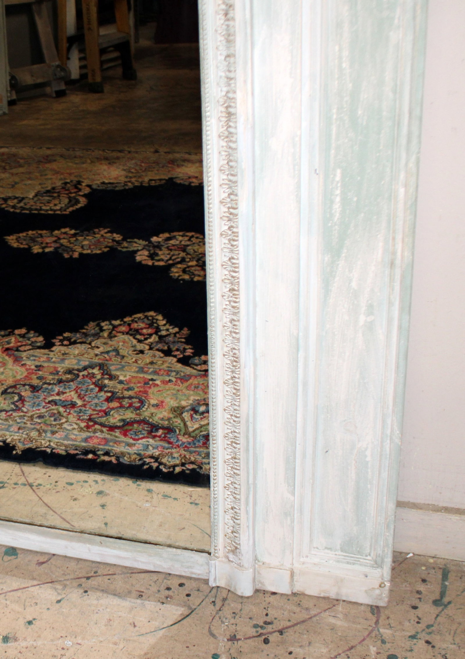 Grand scale French Louis XVI style trumeau mirror with painted finish - 10