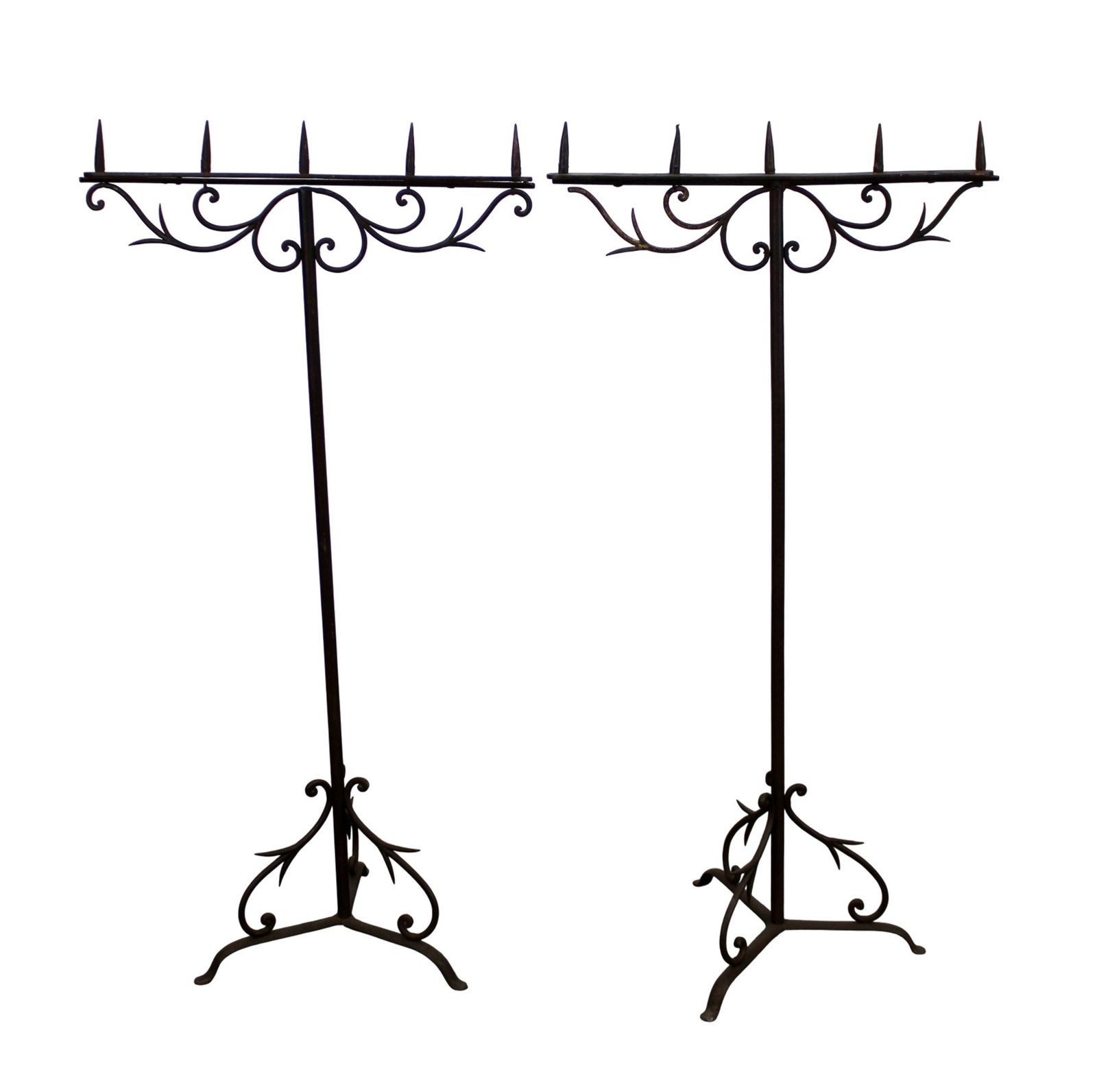 Pair of French wrought iron altar candle torcheres (1 of 10)