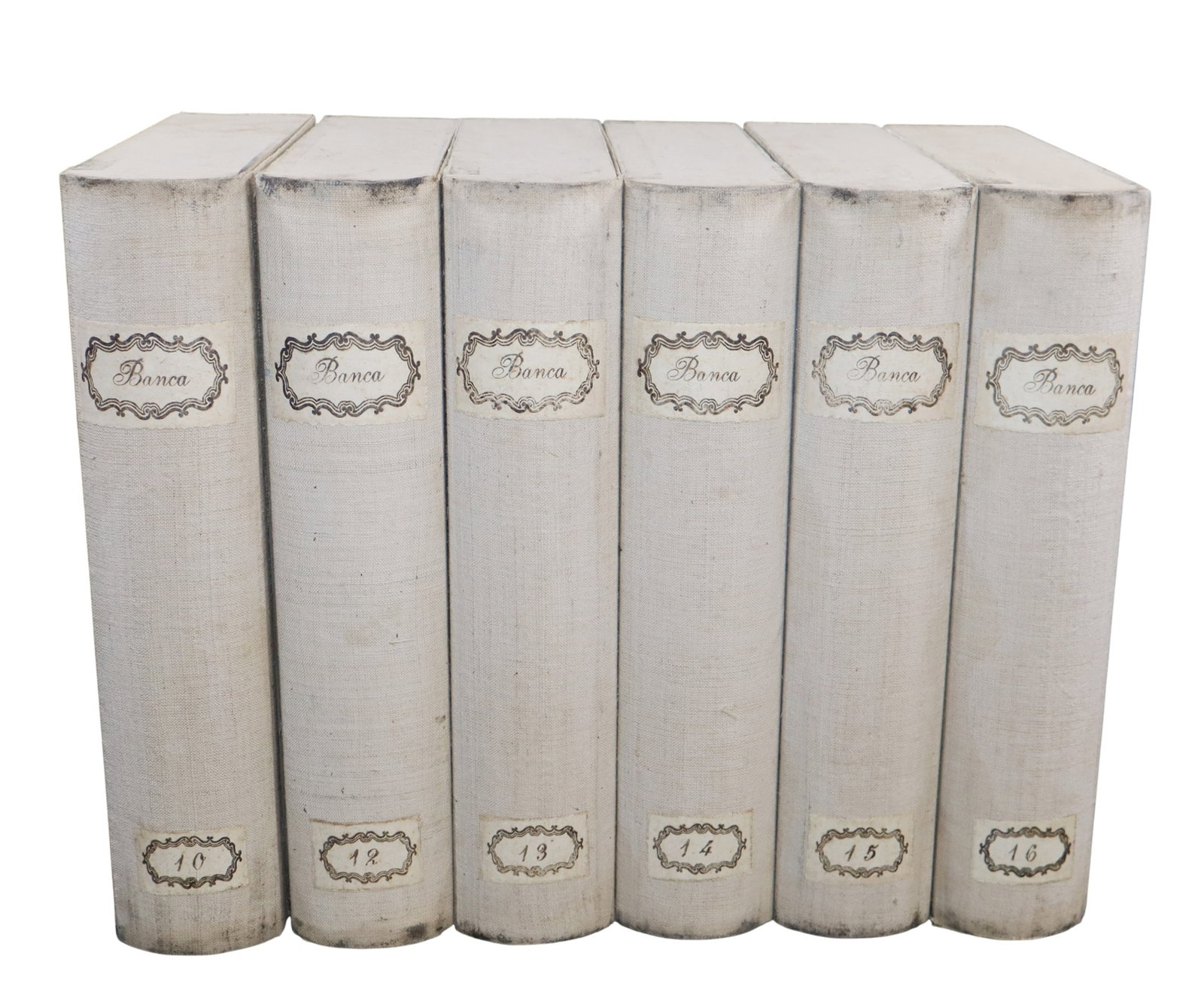 Set of 6 Italian book form folio boxes in linen (1 of 7)