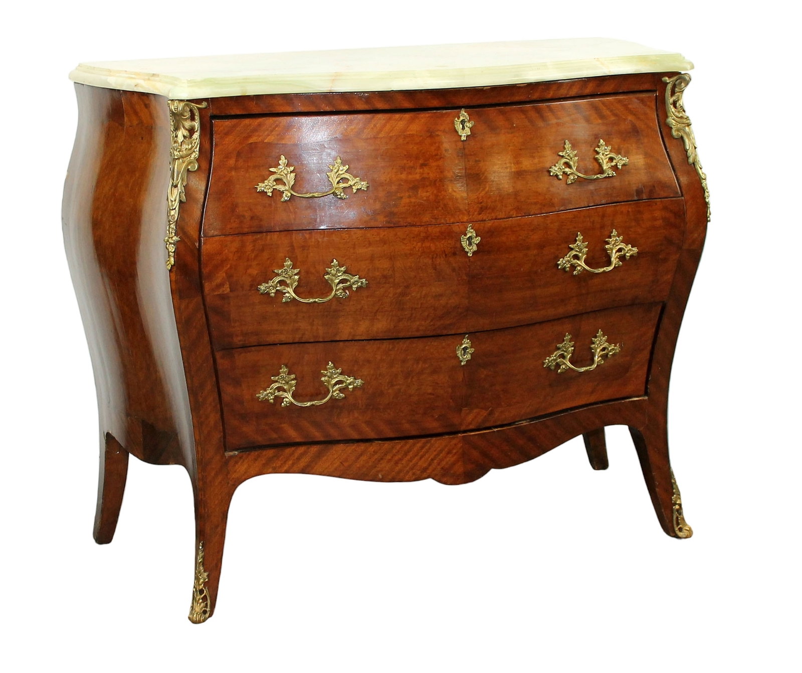 French Louis XV style bombe commode with onyx top (1 of 13)