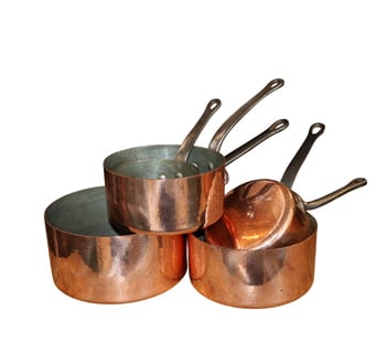 Set of 5 French copper pots (1 of 7)