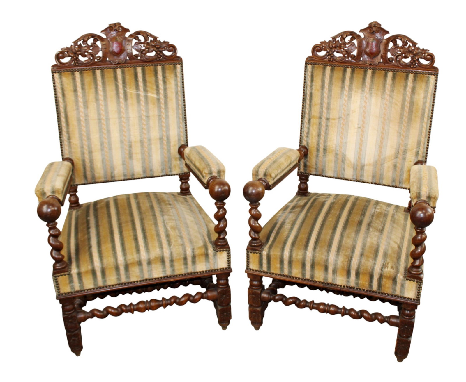 Pair of Louis XIII style oak fauteuil armchairs (1 of 11)