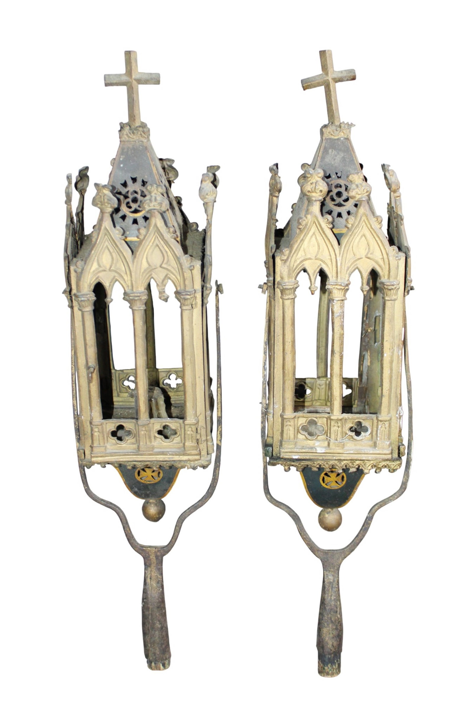 Pair of French Gothic Revival processional lantern heads (1 of 8)