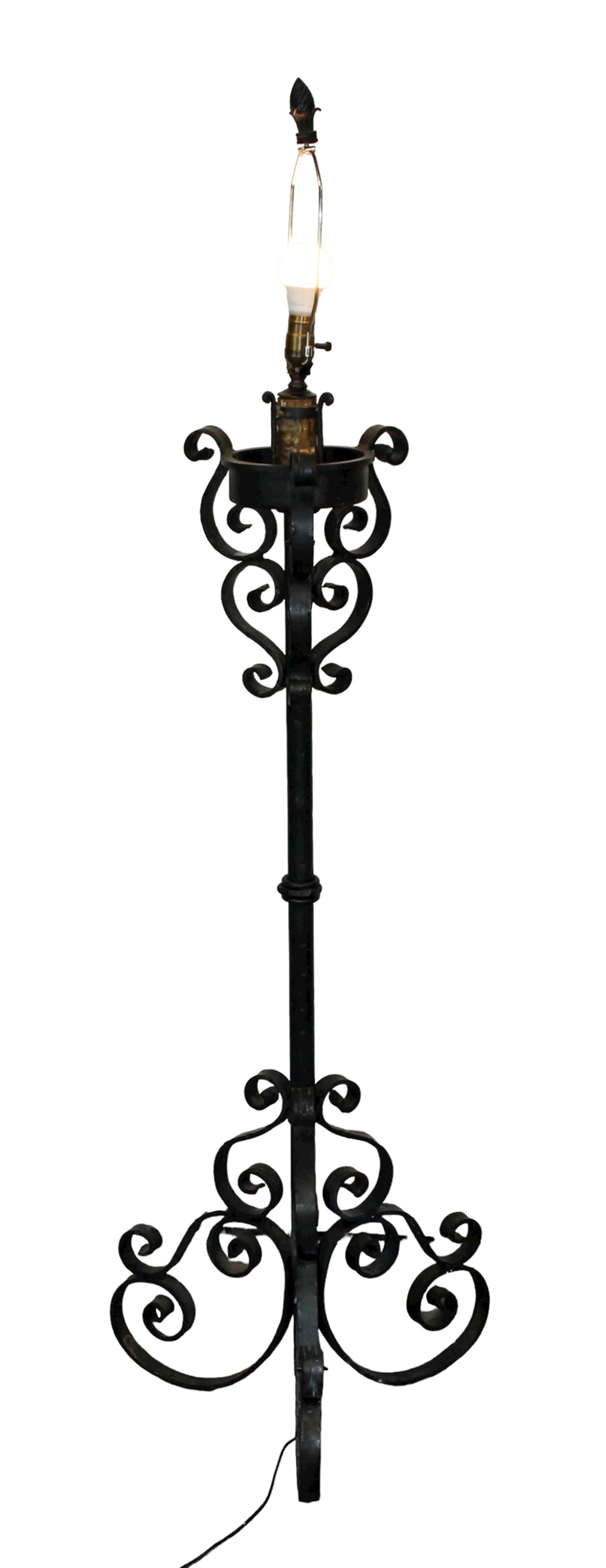 Italian scrolled wrought iron floor lamp (1 of 7)