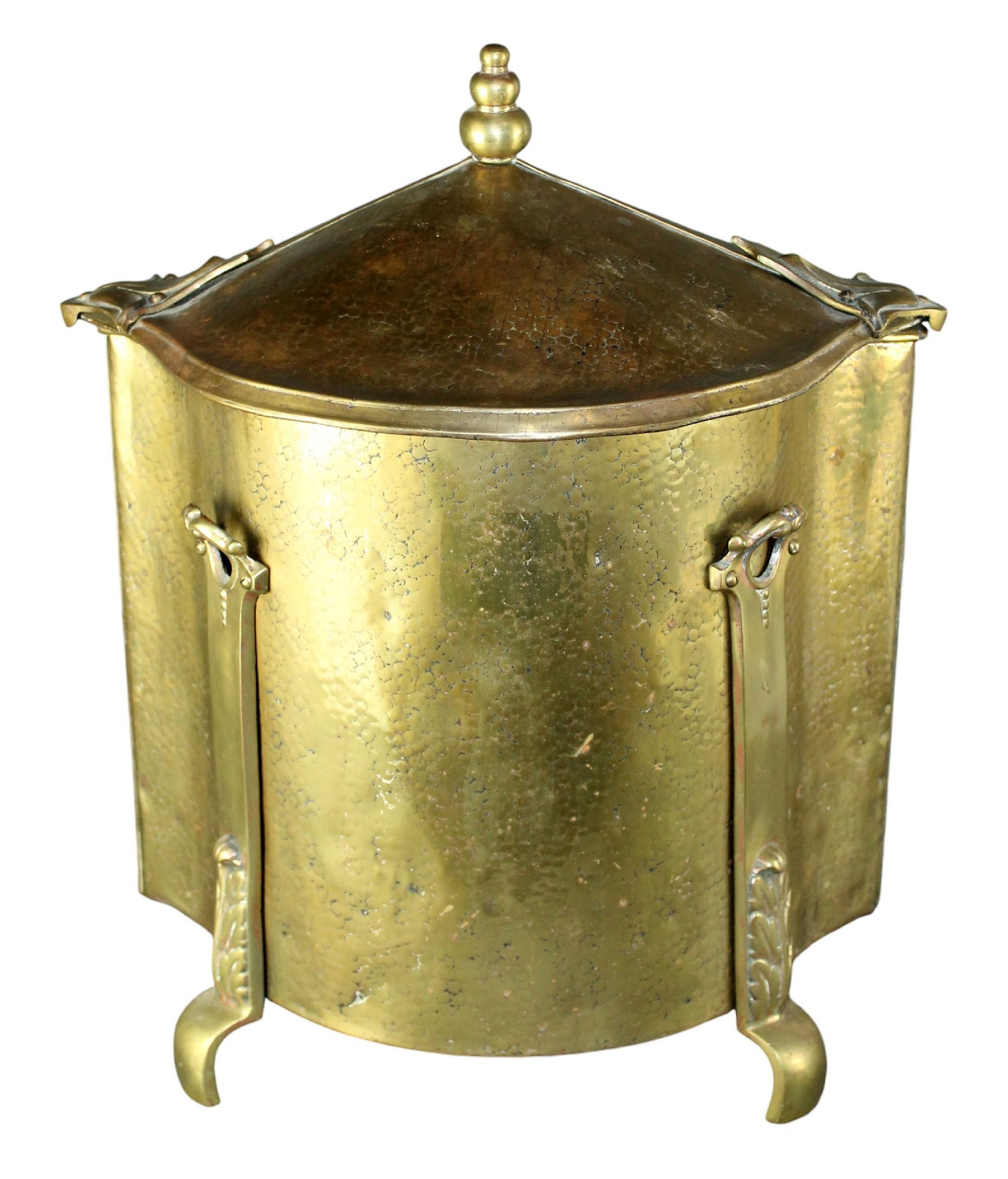 Arts & Crafts hammered brass coal hod (1 of 9)