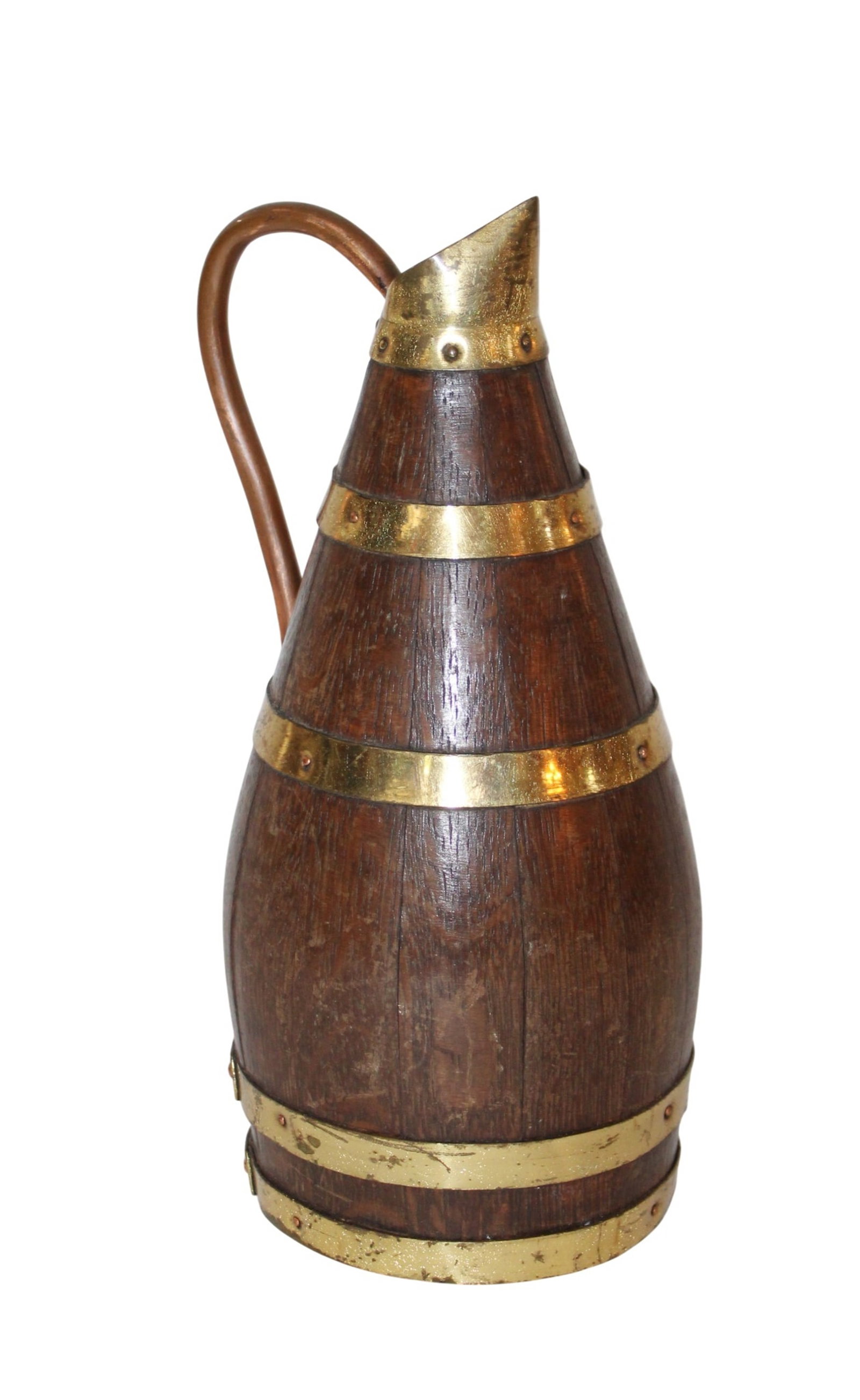 French brass banded wood wine pitcher (1 of 5)