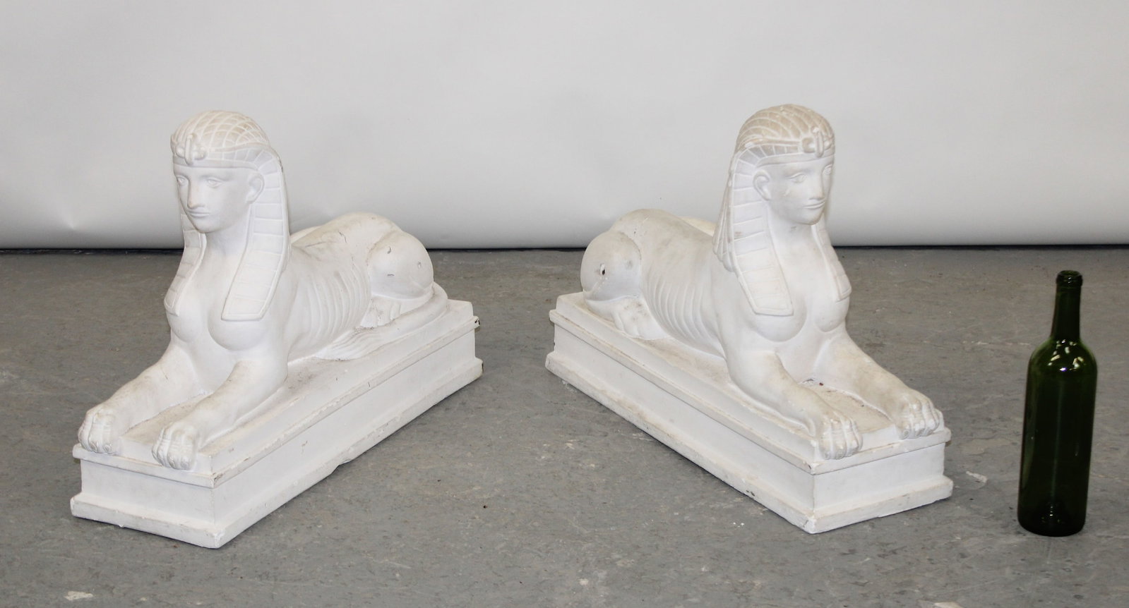 Pair of plaster sphinx statues. - 7