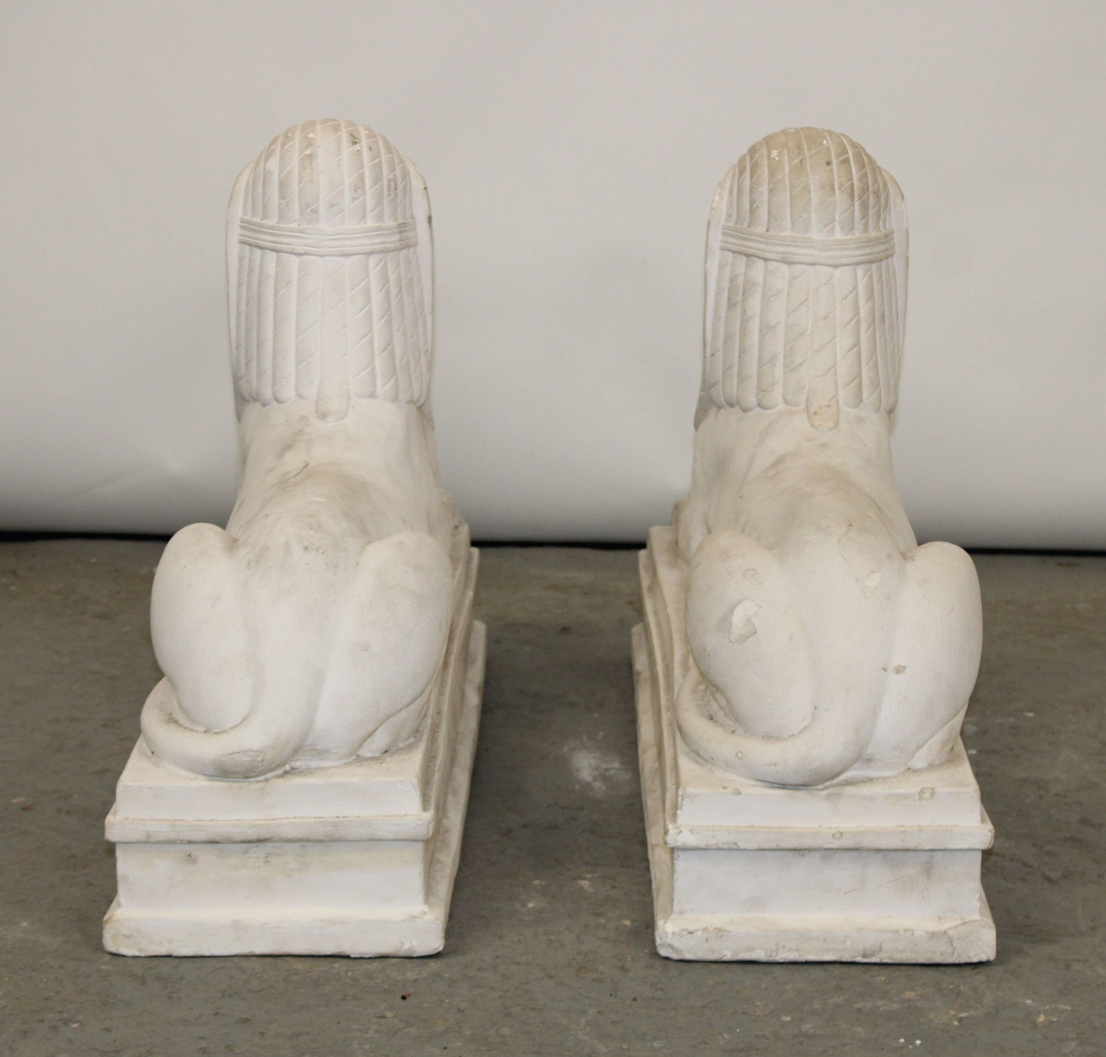Pair of plaster sphinx statues. - 4
