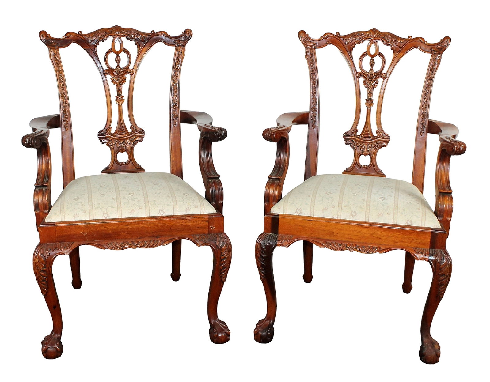 Pair of Chippendale style arm chairs (1 of 6)