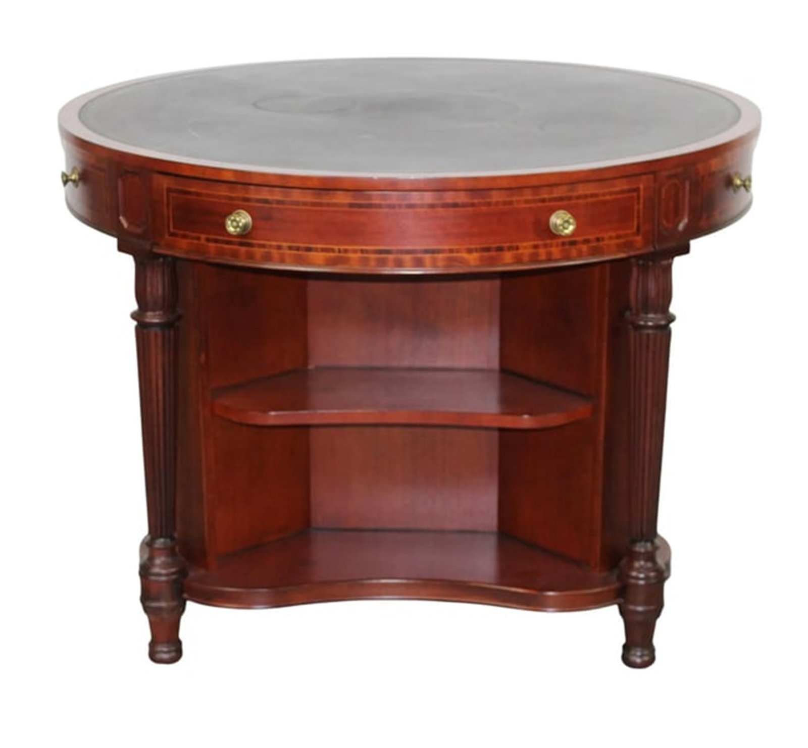 Henredon round foyer table with leather top (1 of 7)