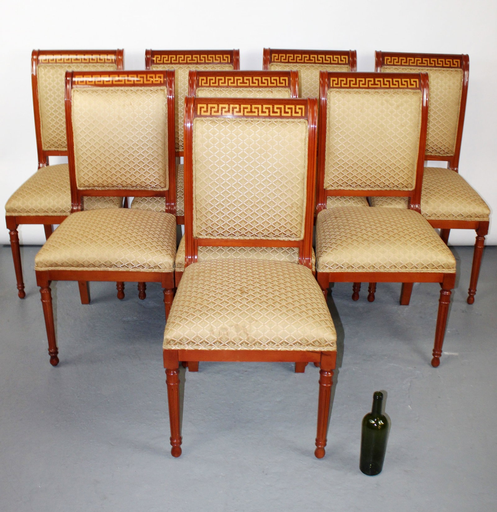 Set of 8 mahogany Greek key border chairs (1 of 9)