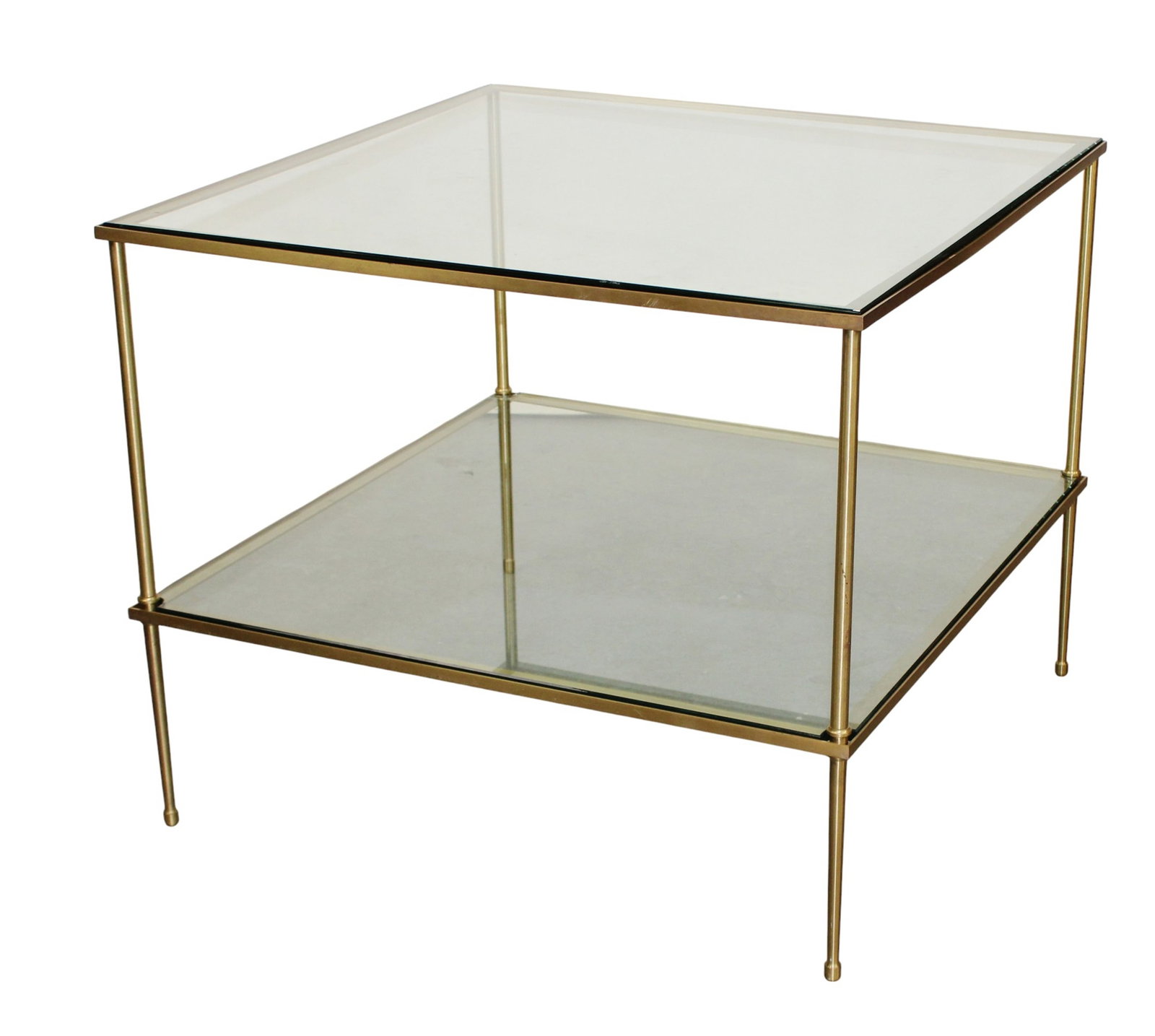 French brass and glass tiered square coffee table (1 of 7)