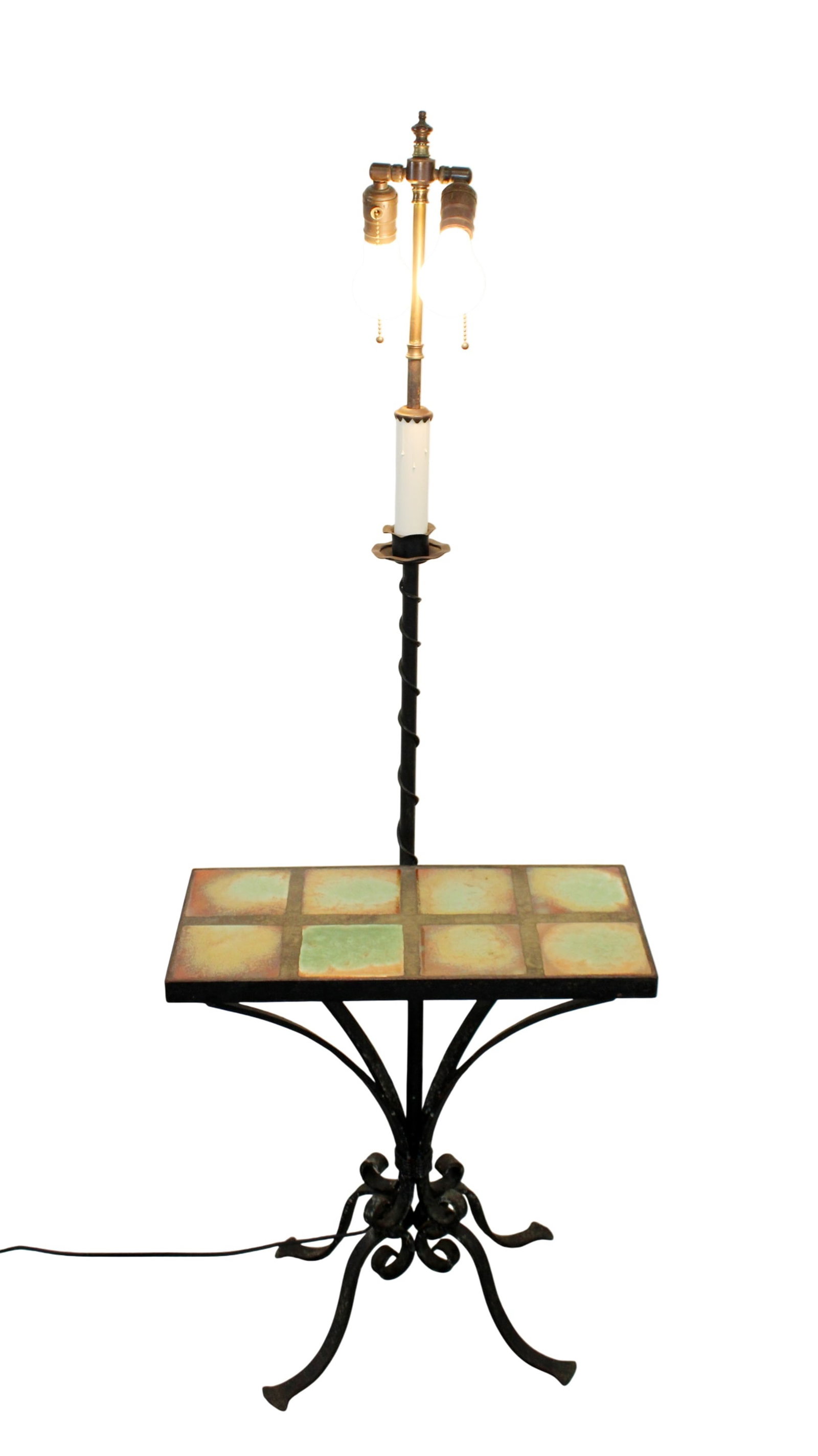 French iron and tile floor lamp (1 of 9)
