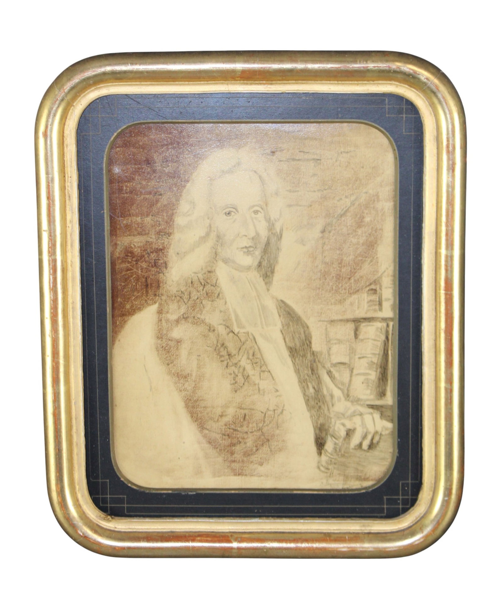 French Louis Philippe gold leaf frame with portrait of a man (1 of 4)