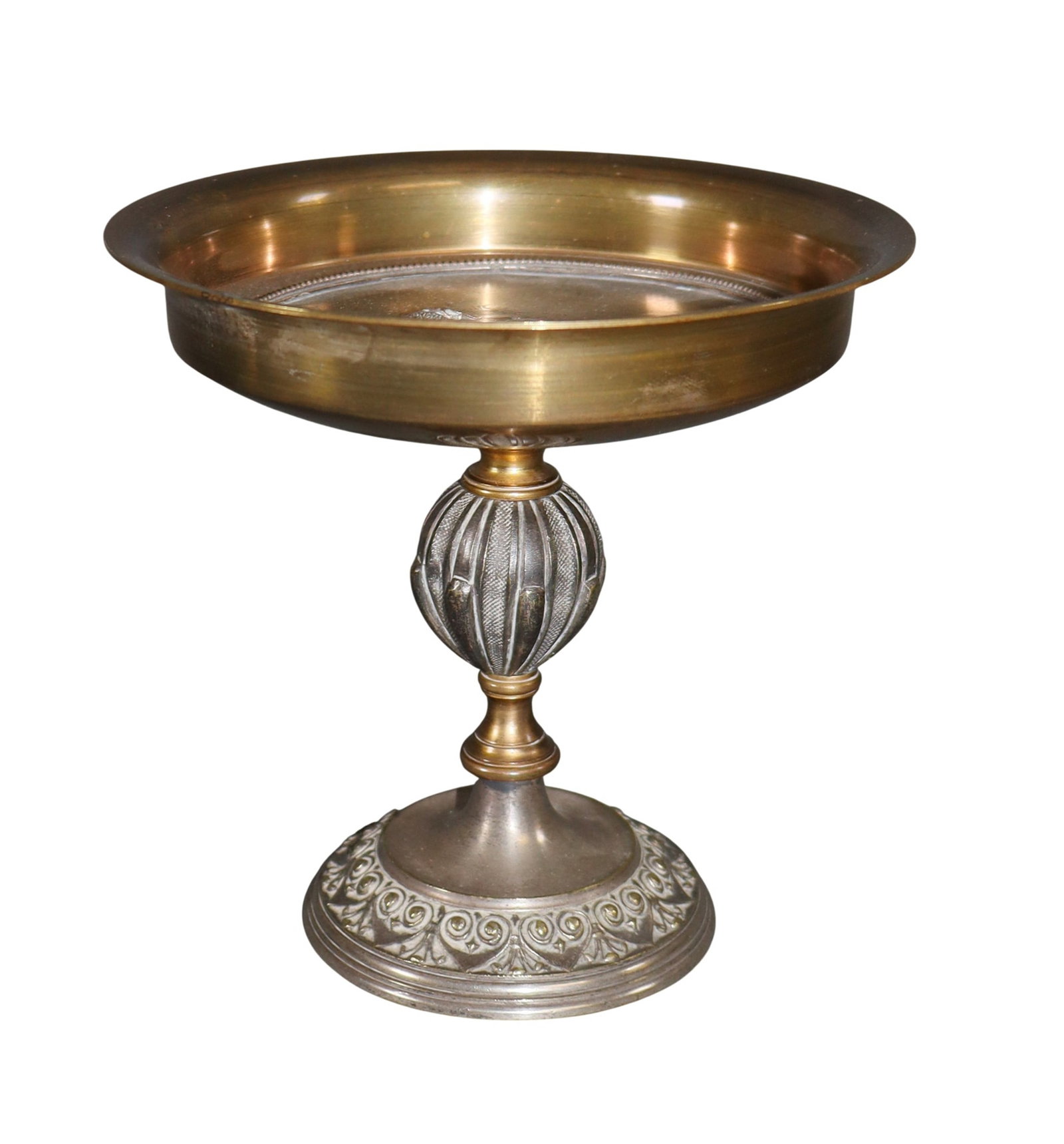French bronze footed compote with relief hunt scene (1 of 8)