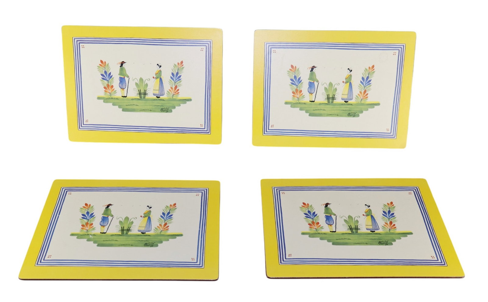 Set of 4 Quimper Lady Claire placemats (1 of 7)