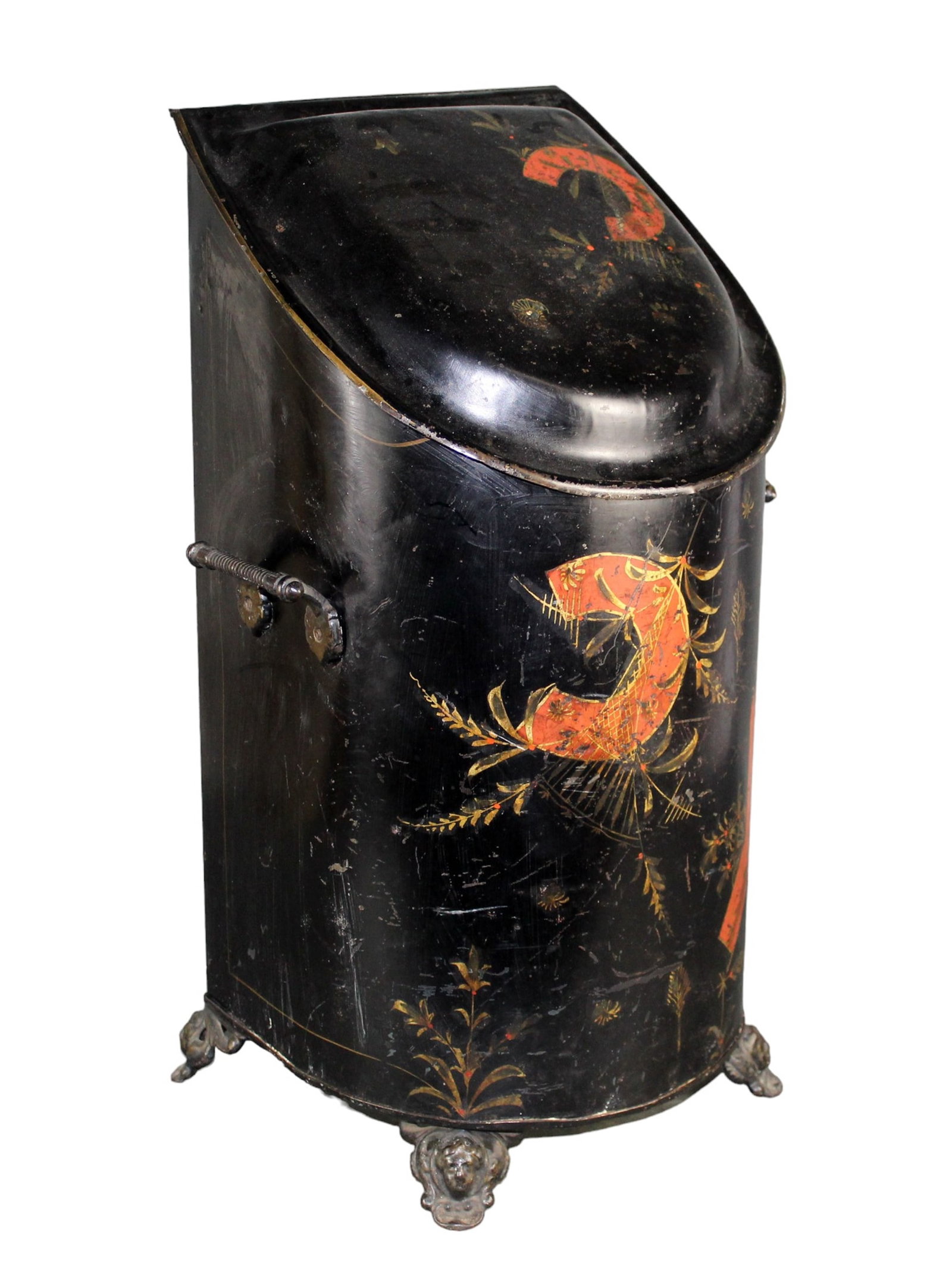 English Victorian toleware coal scuttle (1 of 11)