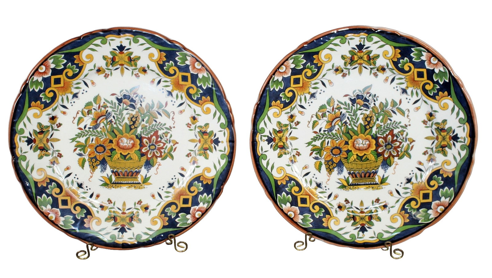 Pair of Delft H. Bequet & Cie porcelain plates: Pair of Delft H. Bequet & Cie porcelain plates 12 1/2" diam