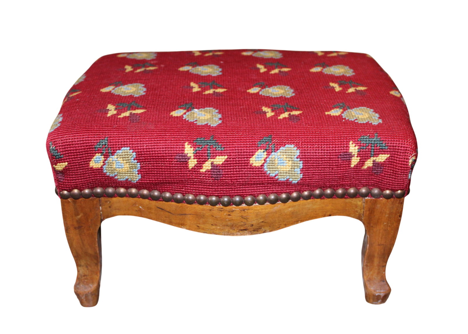 Miniature French foot stool with needlepoint upholstery (1 of 5)