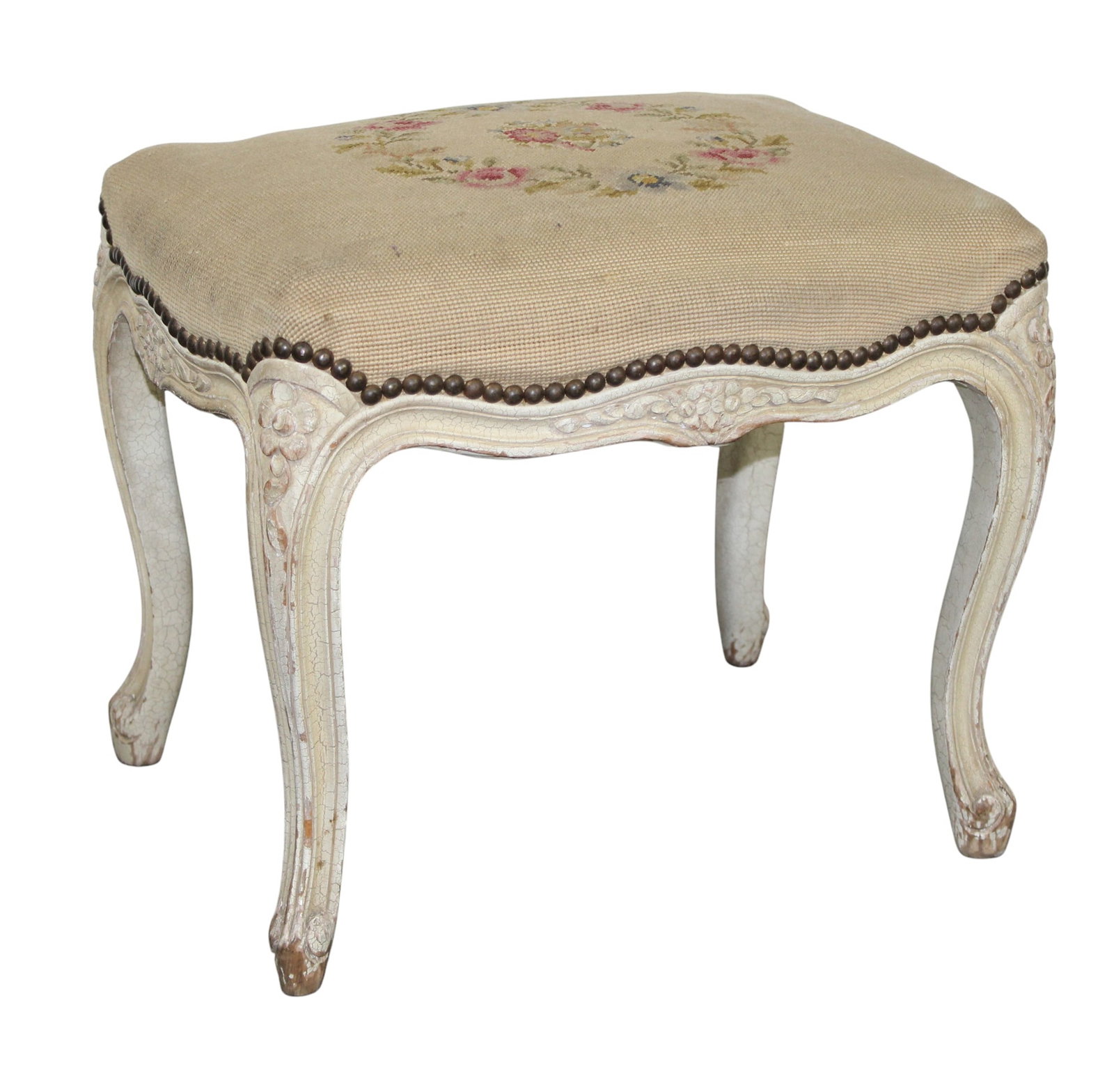 French Louis XV style needlepoint footstool (1 of 7)