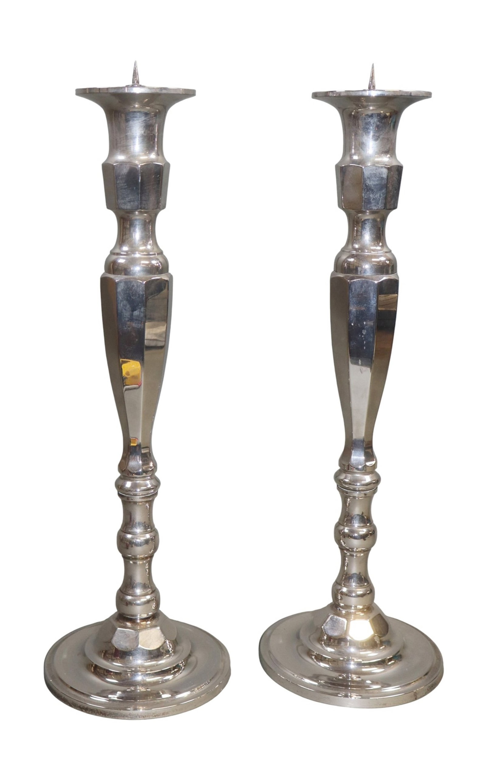 Pair of silver plate candlesticks (1 of 8)
