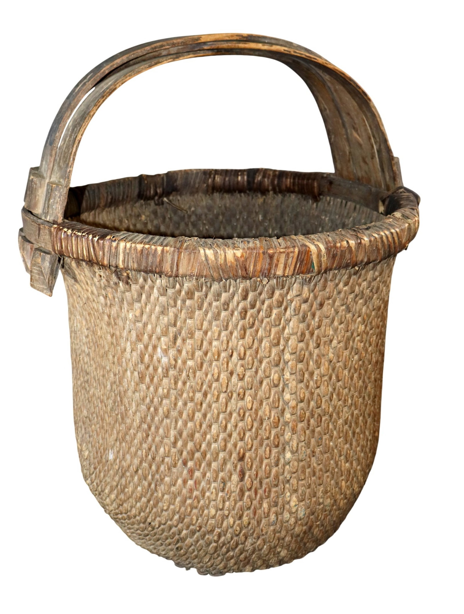 Chinese woven rice basket with wooden handle (1 of 8)