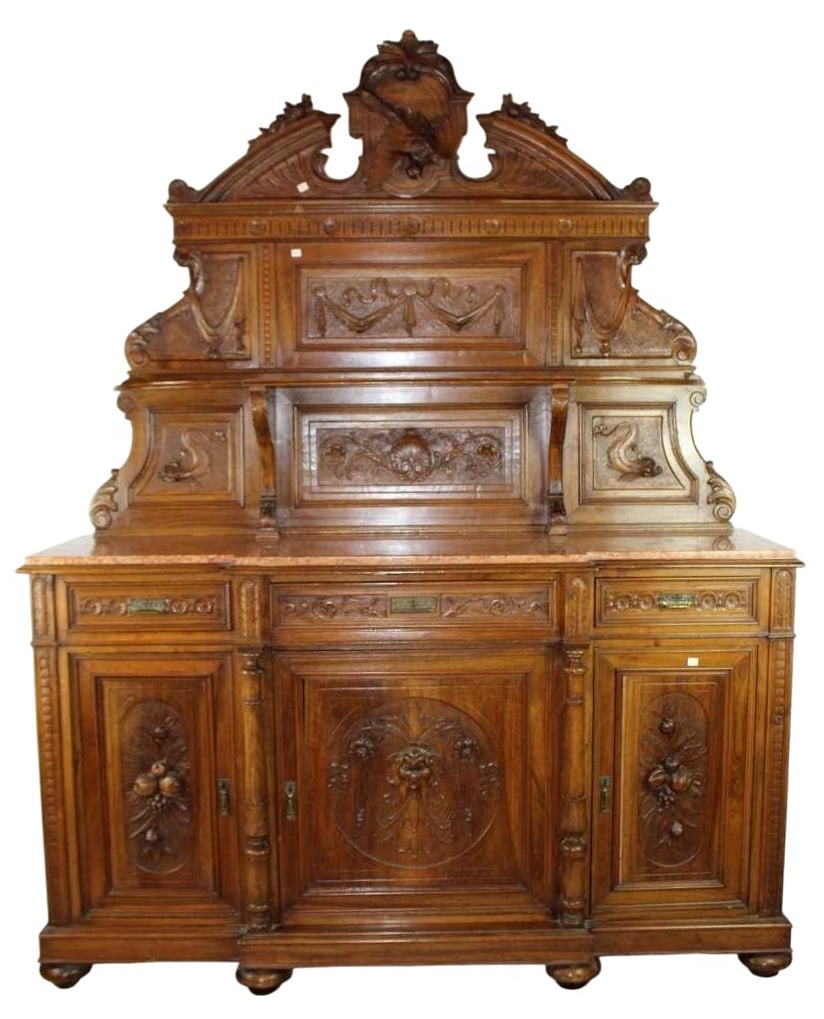 Italian Umbertine buffet in carved walnut (1 of 6)