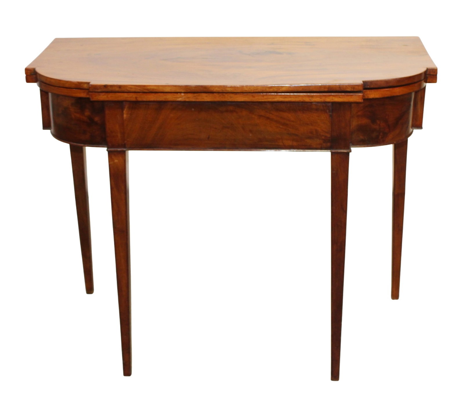 English flip top game table console in mahogany on tapered legs (1 of 5)