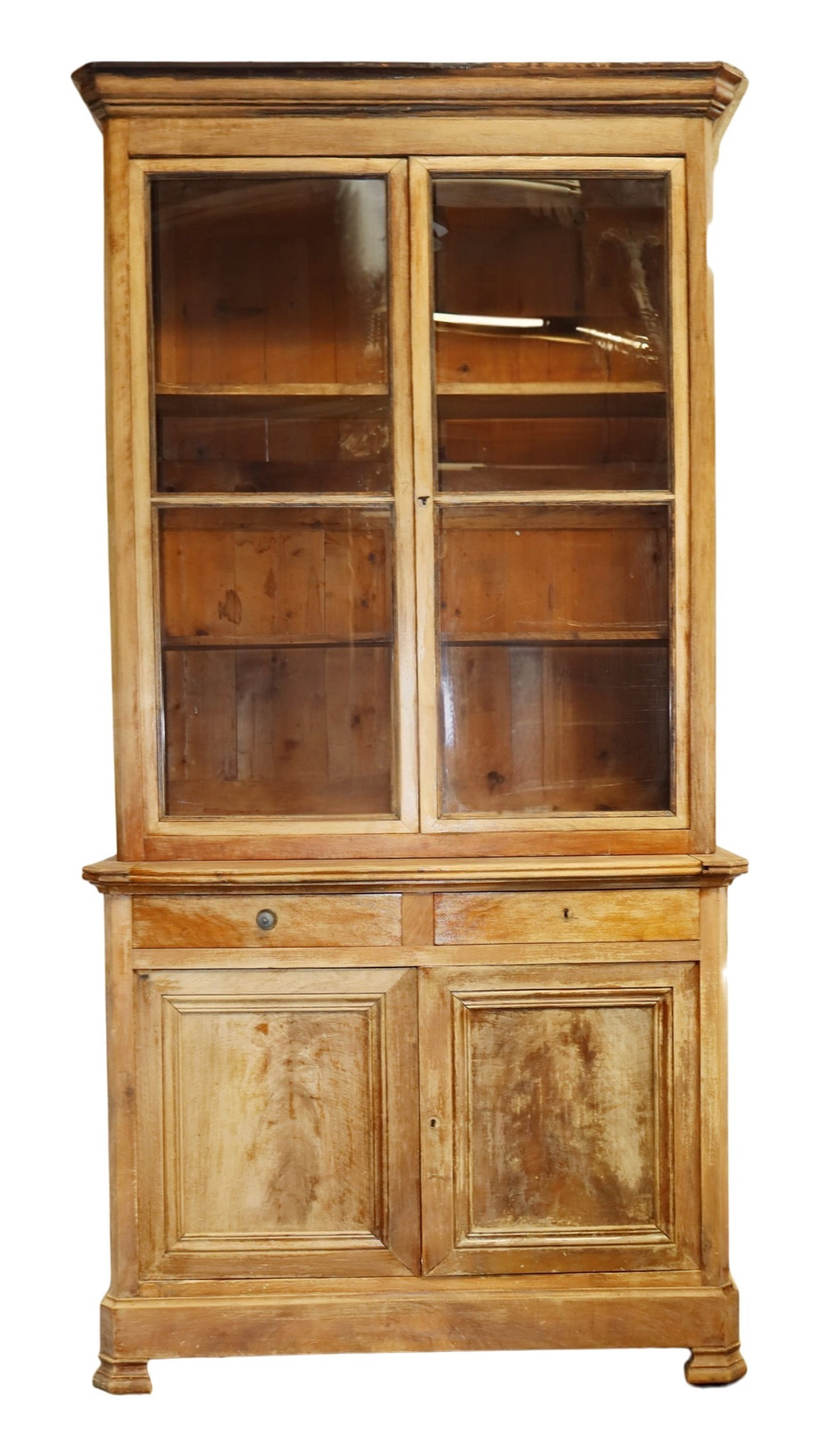 French Louis Philippe 2 door deux corps bookcase with large paned glass doors (1 of 5)