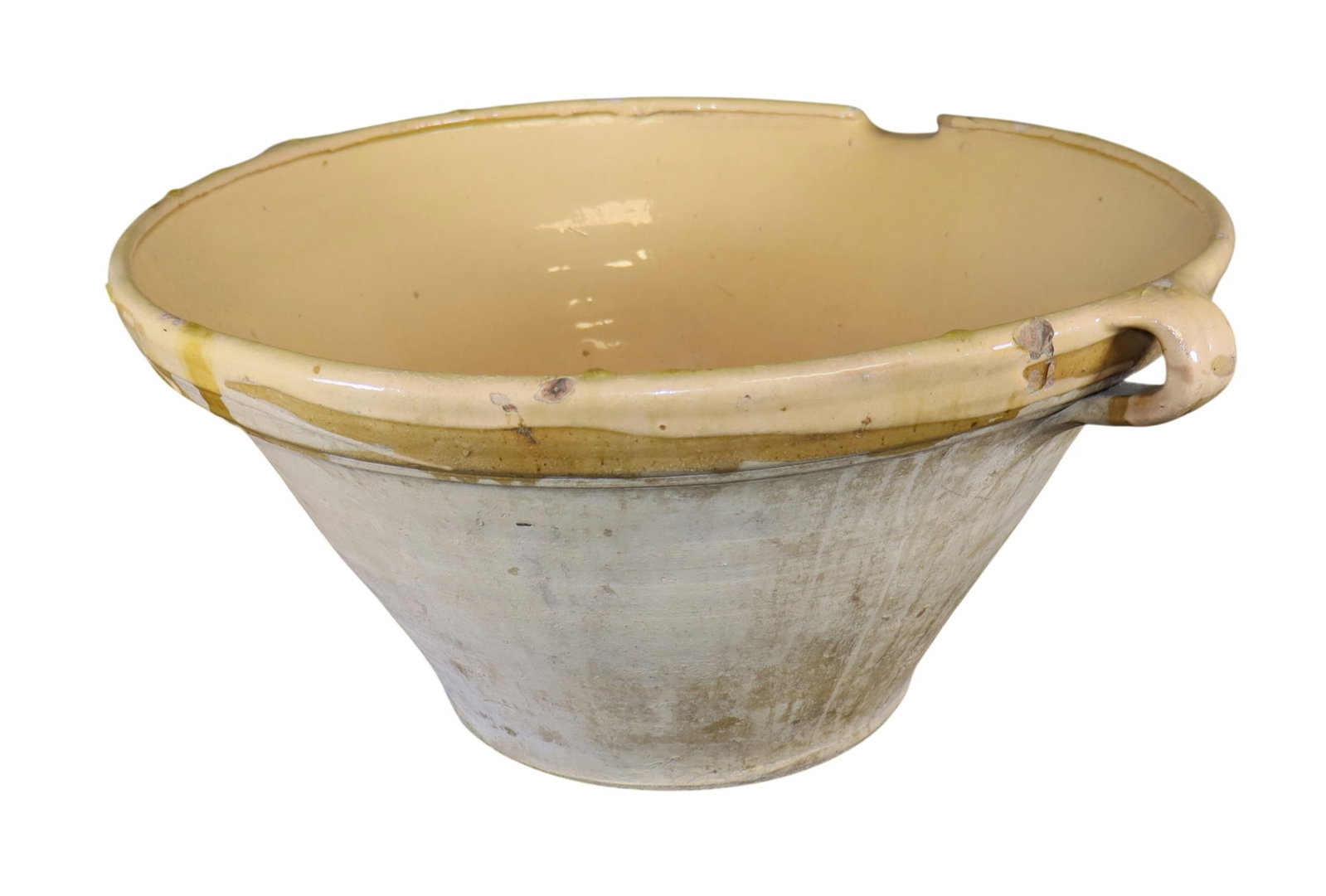 Large French glazed terra cotta tian bowl: Large French glazed terra cotta tian bowl. 10"h x 221"dia. weight: 17lbs