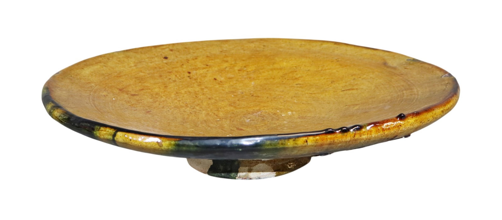 French glazed terra cotta footed bowl (1 of 8)