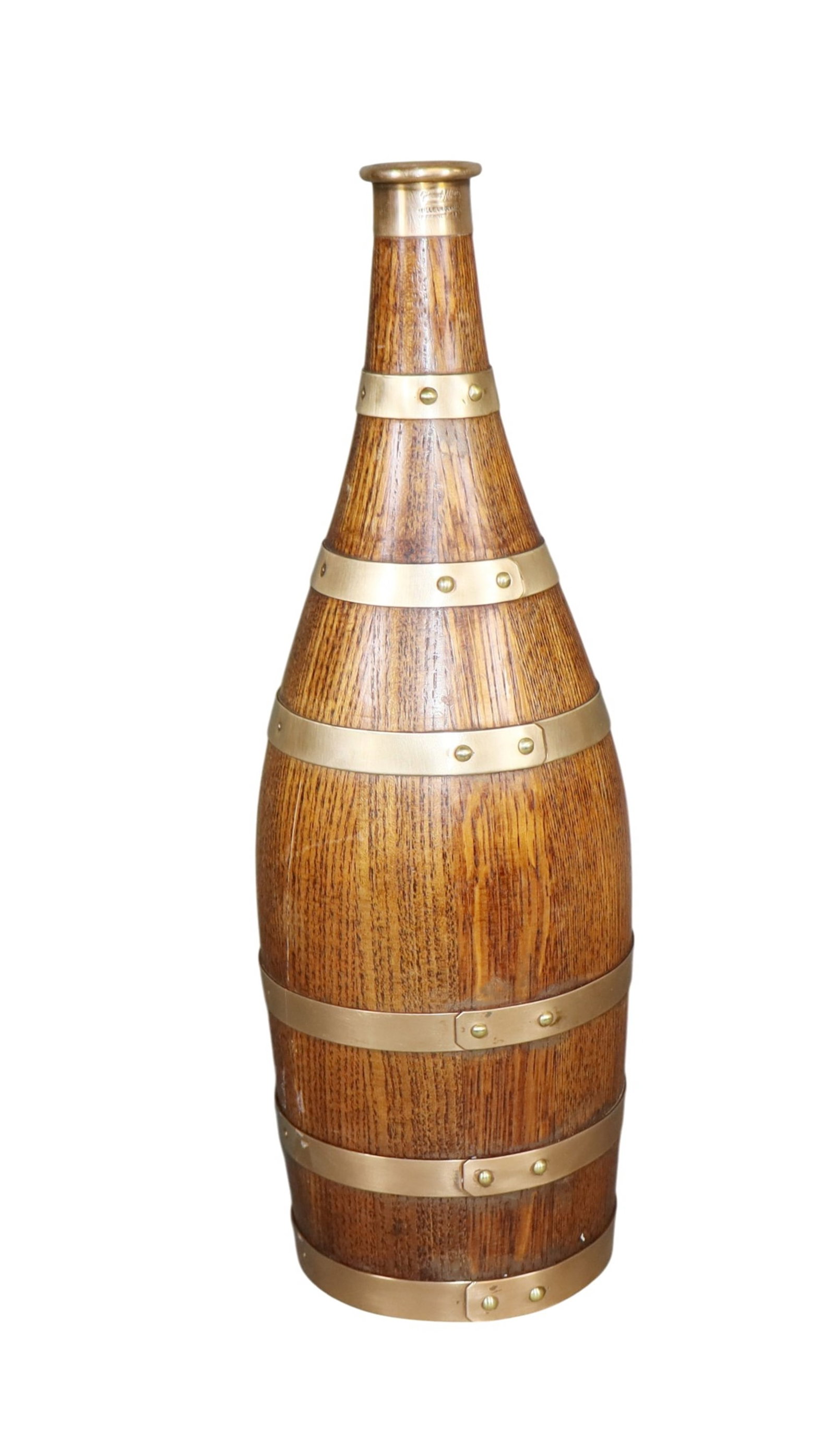 French Gerard LaFitte brass banded oak wine bottle (1 of 7)