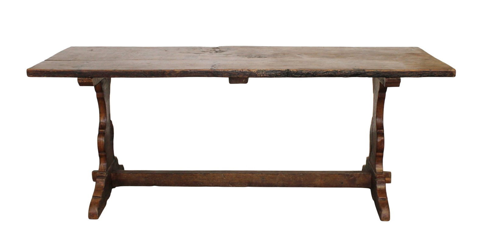 French trestle base refectory table in dark waxed oak (1 of 8)