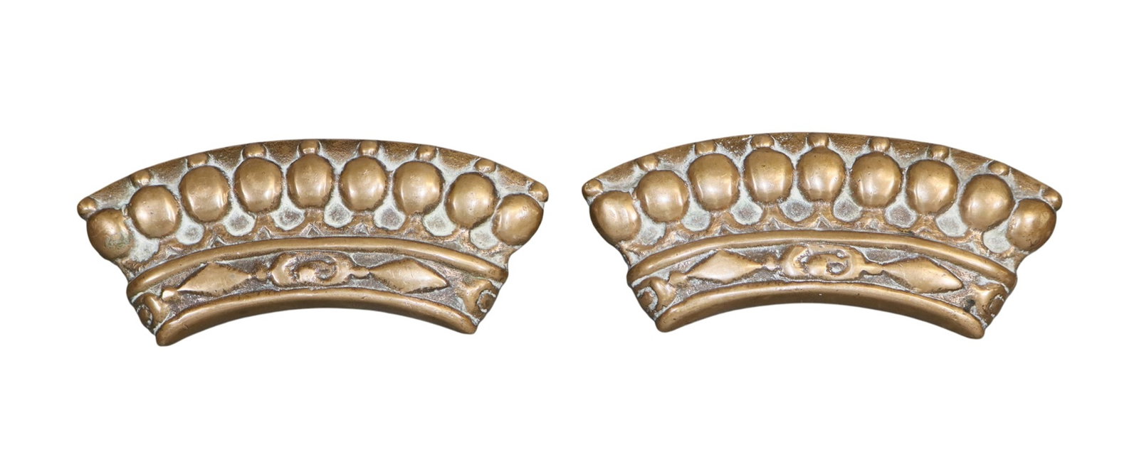Pair of French bronze crown door pulls: Pair of French bronze crown door pulls. 8"h x 3 1/2"w x 2"d. Weight: 6lbs total